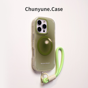 渐变抹茶绿适用苹果17pro手机壳iphone16新款女15气囊防摔air外壳14磁吸13pm挂绳17promax高级感12好看保护套
