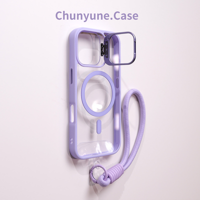 镜头支架适用苹果17手机壳新款女17promax淡紫色16pm磁吸iphone15透明14高级感13全包11防摔Air保护套12挂绳