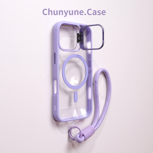 镜头支架适用苹果17手机壳新款女17promax淡紫色16pm磁吸iphone15透明14高级感13全包11防摔Air保护套12挂绳