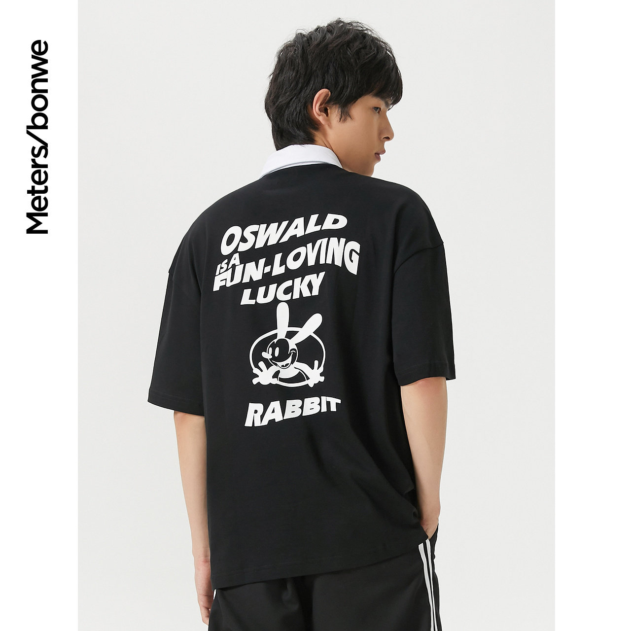 美特斯邦威oswald翻领字母男士短袖t恤2022夏新款时尚潮流t恤男