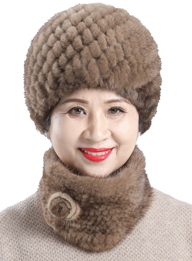 貂毛皮草编织奶奶老太太妈妈帽子