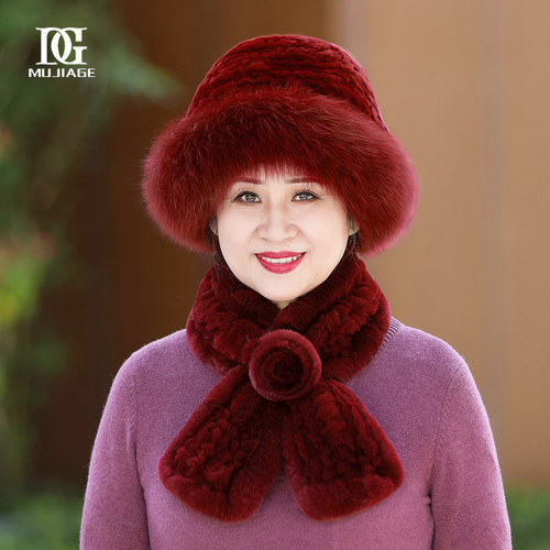 狐狸毛妈妈老人奶奶围巾皮草帽子