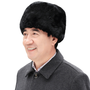 中老年皮草帽子男士冬季加厚保暖百搭老人爸爸冬天户外东北兔毛帽