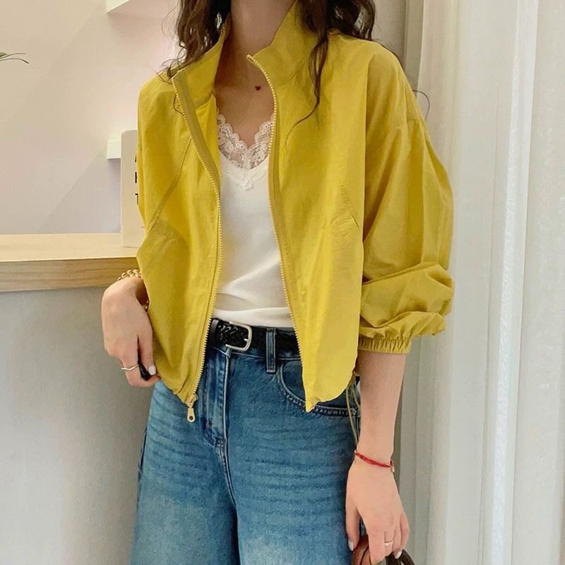 糖果色立领防晒衣外套女欧洲站2025早春新款欧货女装薄款冲锋衣潮