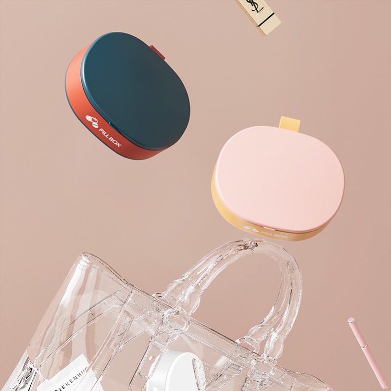 新款药盒便携药品分装盒密封防潮磨切分药器随身一日三餐迷你药片