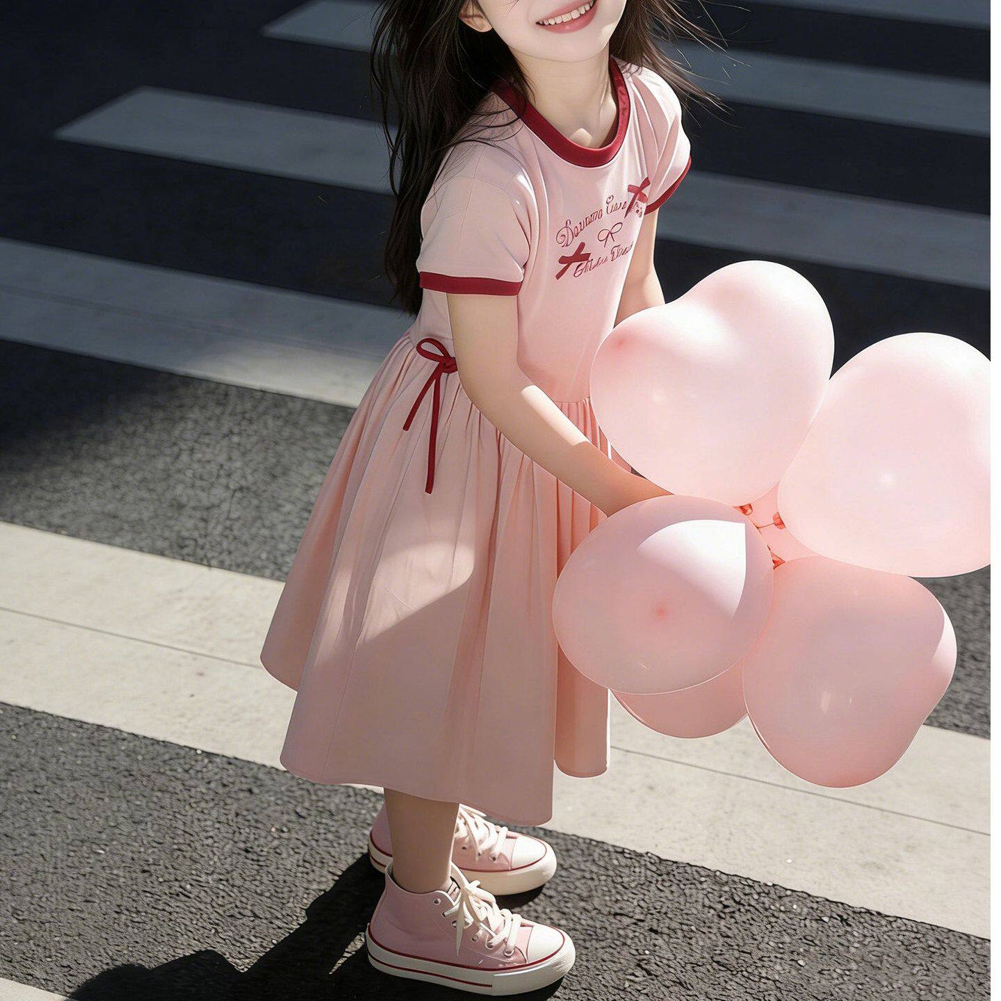 女童夏季甜美公主中长连衣裙