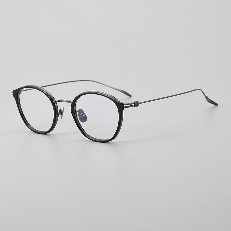 日本金子眼镜KV-27女士小猫眼时尚方形椭圆框架 纯钛镜架配度数