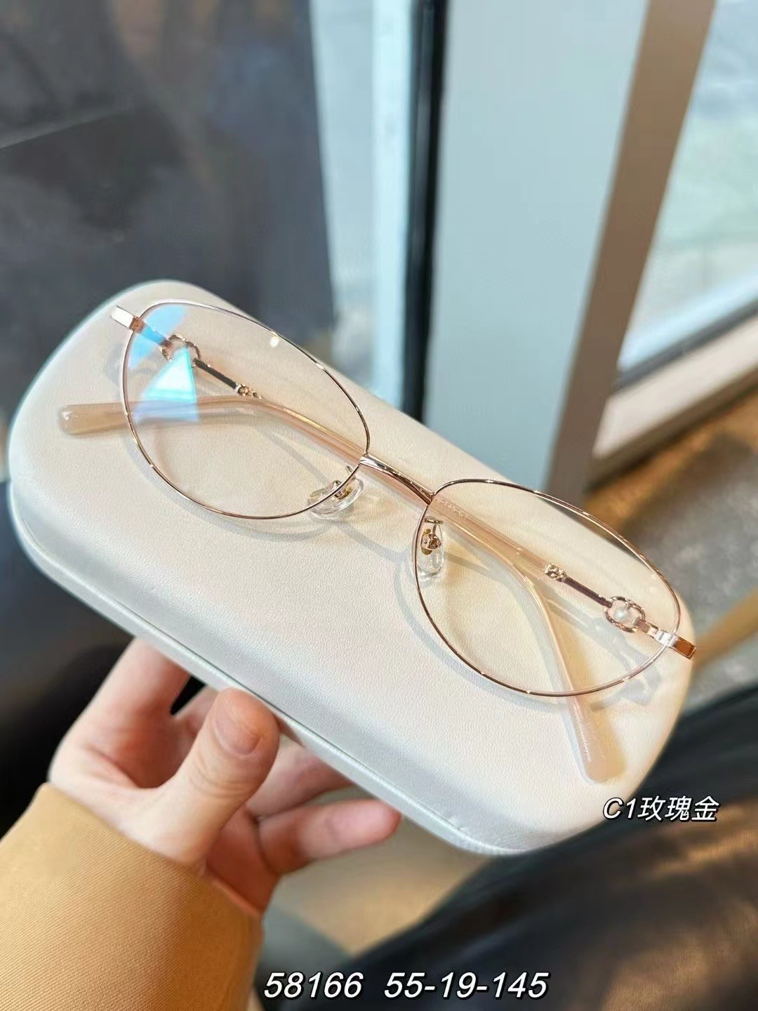 58166美女同款镜架时尚小珍珠眼镜架椭圆框复古欧美猫眼精致眼镜