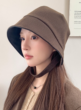 韩版宽檐大帽围显脸小渔夫帽女