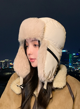 冬季女款毛绒加厚防风雷锋帽