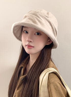 日系亚麻短檐渔夫帽女显脸小遮阳