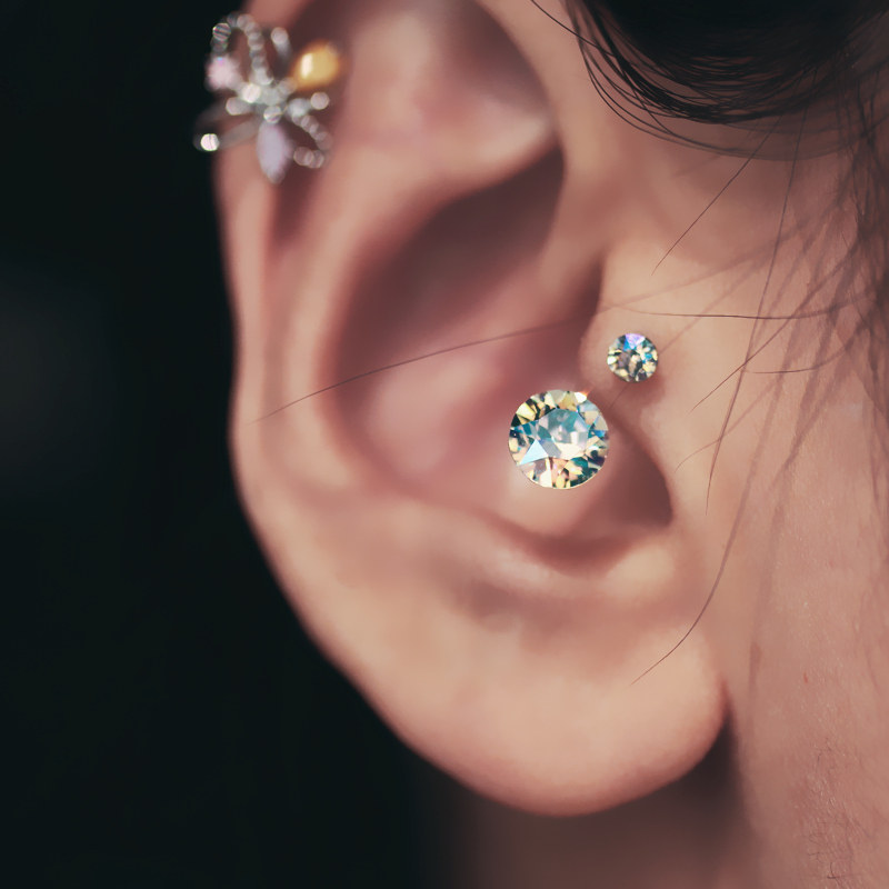 闪烁白U型马蹄环华子仿钻圆形双头1.2mm粗杆螺丝扣耳钉耳蜗钉单只,饰品/流行首饰/时尚饰品新,耳钉,淘宝优惠券,粉丝福利购,淘宝优惠卷