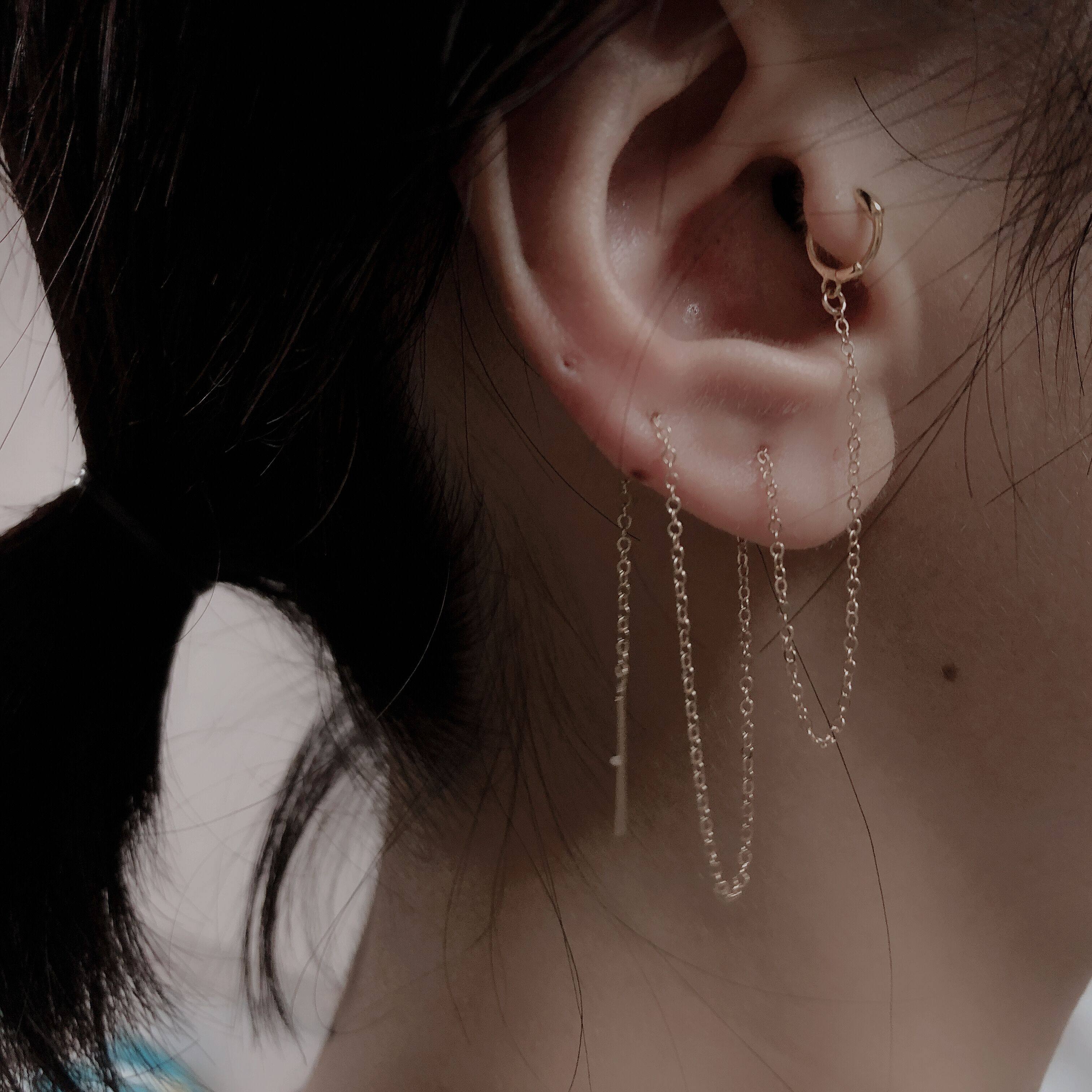 多耳洞耳饰品耳线925纯银一款两戴耳线长款耳环耳链长款 气质 韩