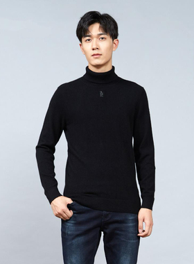 170号秋冬男士黑色高领修身羊毛衫套头毛衣百搭上衣19DMS9121