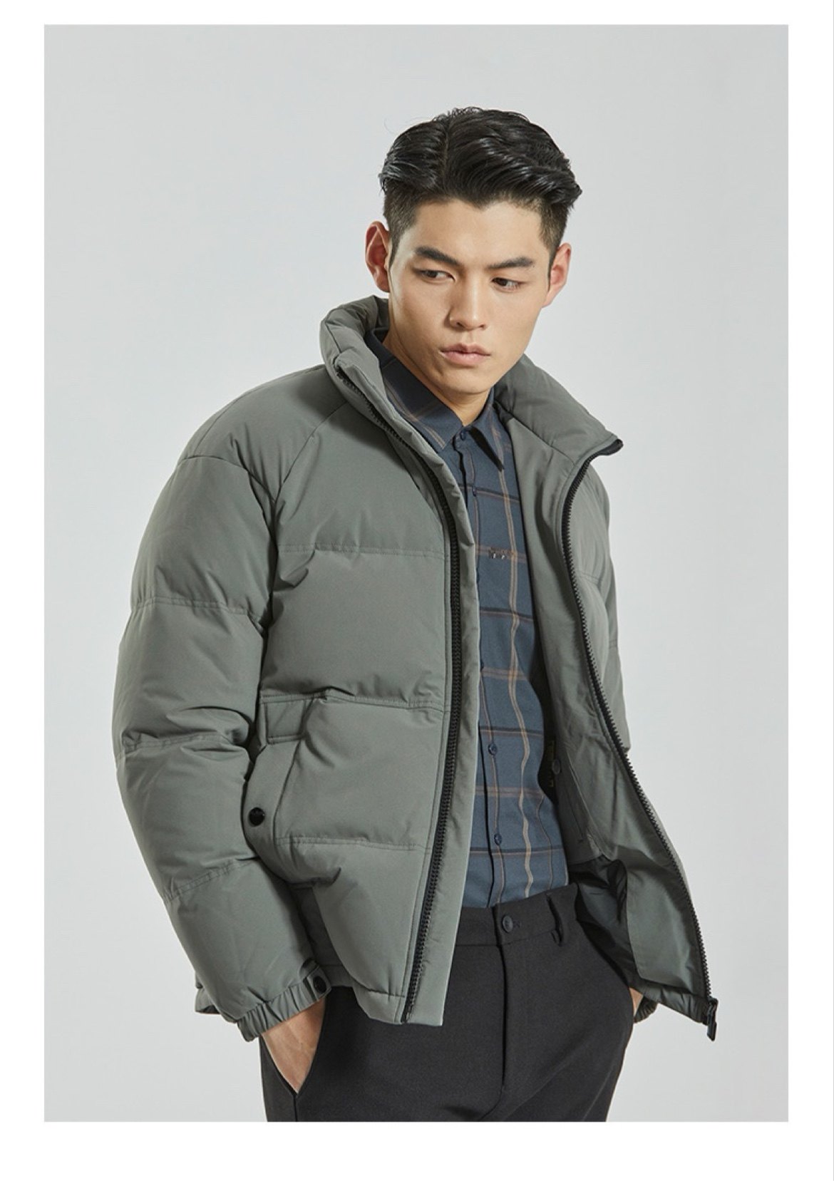 185利家秋冬男士休闲时尚无帽立领短款羽绒服厚保暖外套G2DRF0161