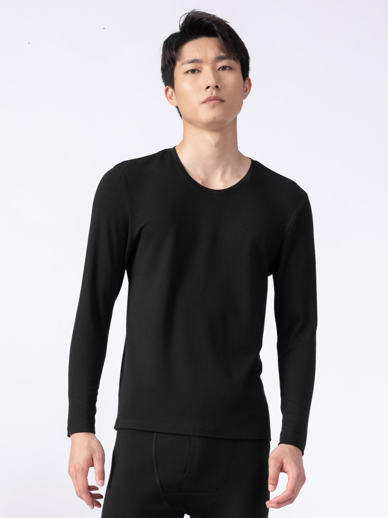 利家男士春秋季圆领秋衣套头莫代尔高弹亲肤内衣长袖t恤20dny301