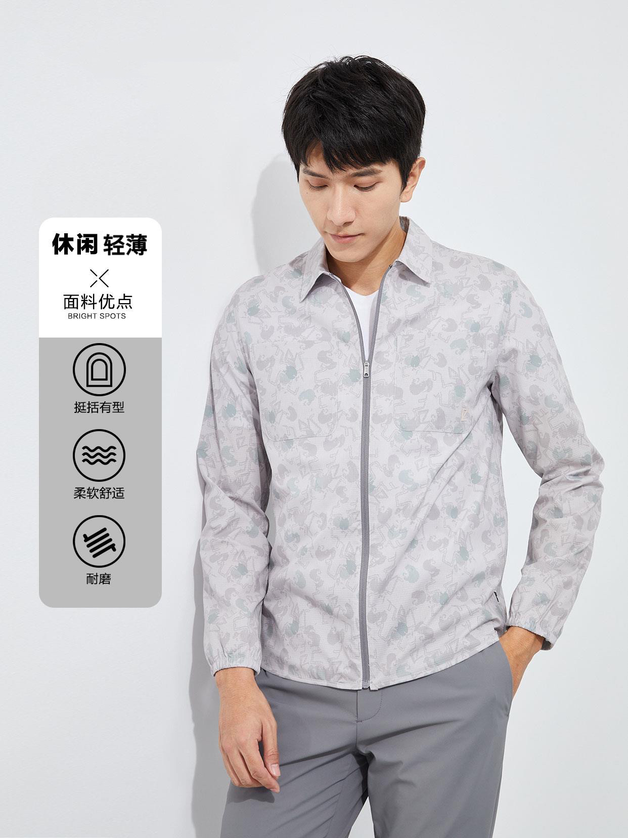 商场同款,利家春夏秋时尚潮流印花翻领轻薄夹克男外套23CXC9181S