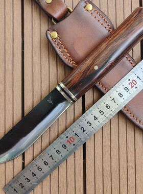 毕方制作雅库特刀户外露营BC65锰钢黄檀手柄手工制作北欧民族直刀