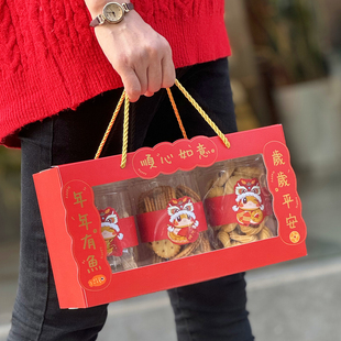 2026牛轧糖果饼干罐子包装盒马年创意手提雪花酥点心零食粒盒定制