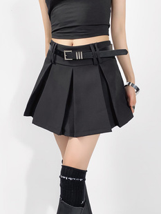 欧美风新款高腰防走光百褶裙辣妹性感显瘦复古百搭a字半身短裙女