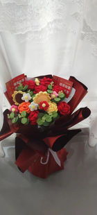 乔迁新婚订婚礼物仿真手工钩织毛线玫瑰永生花束手捧花成品送女友