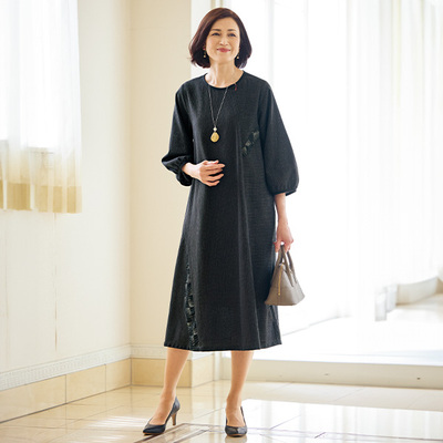 2025年秋季款日本代购日本制久留米织法优雅大气宽松连衣裙有大码