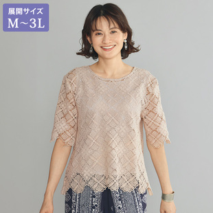 2025年夏日本代购女装纤细蕾丝的通透感和镂空感觉蕾丝衫打底衫