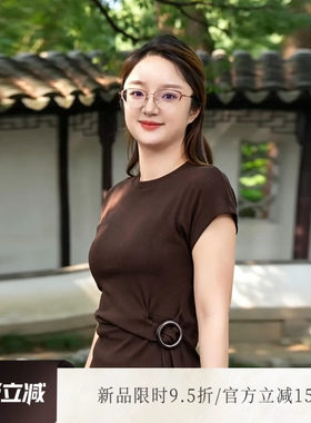 侧扣收腰极简垂感显瘦短袖上衣