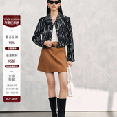 雅舒曼&图图妈 翻领上衣 长袖 提花牛仔短外套秋冬时尚 休闲短款