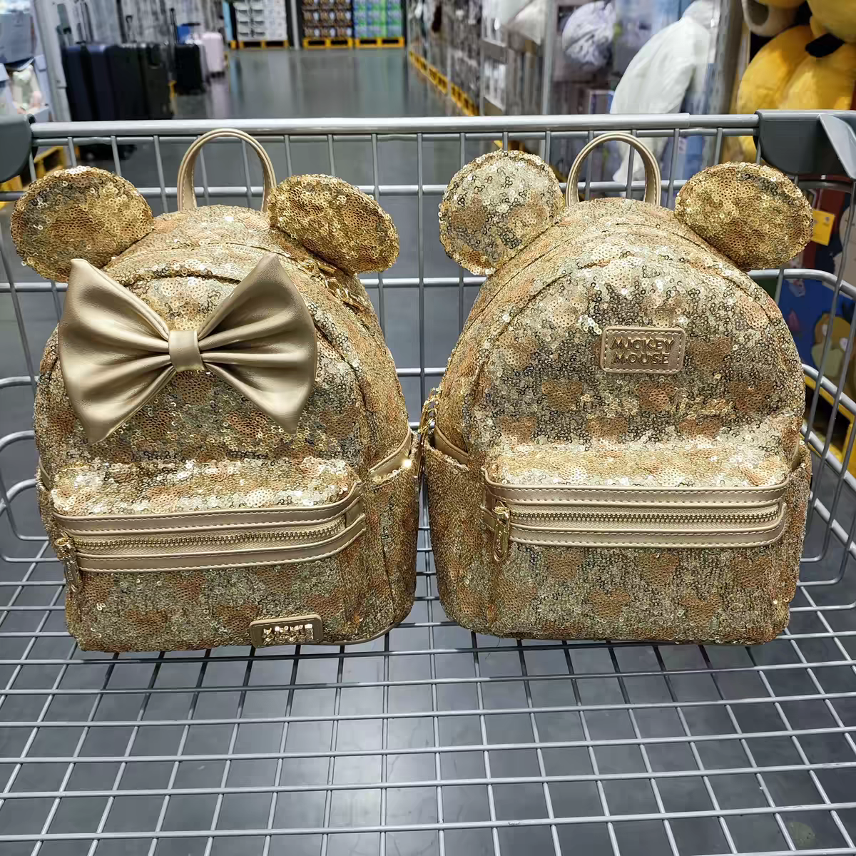 山姆国内代购迪士尼米奇米妮金色亮片双肩包休闲包出游可爱背包