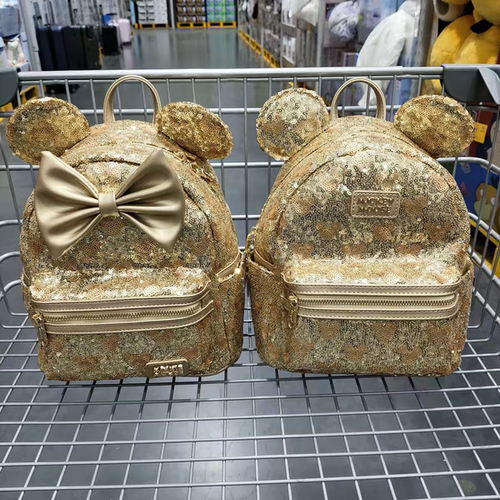 山姆国内代购迪士尼米奇米妮金色亮片双肩包休闲包出游可爱背包