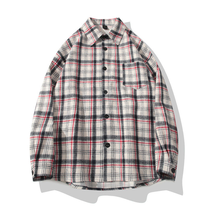 男士秋冬复古毛呢格子衬衫外套宽松休闲韩版潮流百搭长袖上衣,男装,衬衫,淘宝优惠券,粉丝福利购,淘宝优惠卷