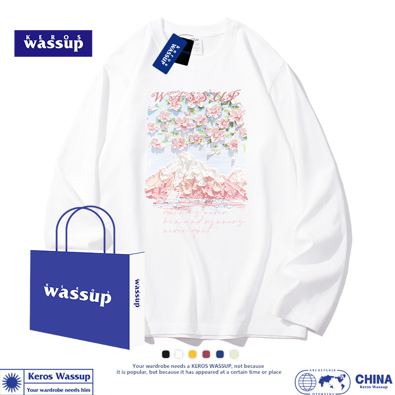 日系230G重磅长袖t恤男春秋季纯棉宽松原创体恤印花黑色打底衫潮