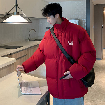 港风潮牌男装宽松面包服棉衣外套冬季加厚保暖羽绒棉服男青年时尚