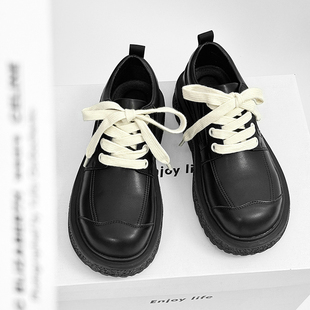 皮鞋男款2025新款年轻款休闲鞋痞帅高级感大头鞋子低帮厚底德比鞋