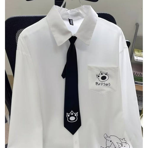 日系学院风DK制服衬衫男春秋季长袖修身打底衬衣男装纯色上衣
