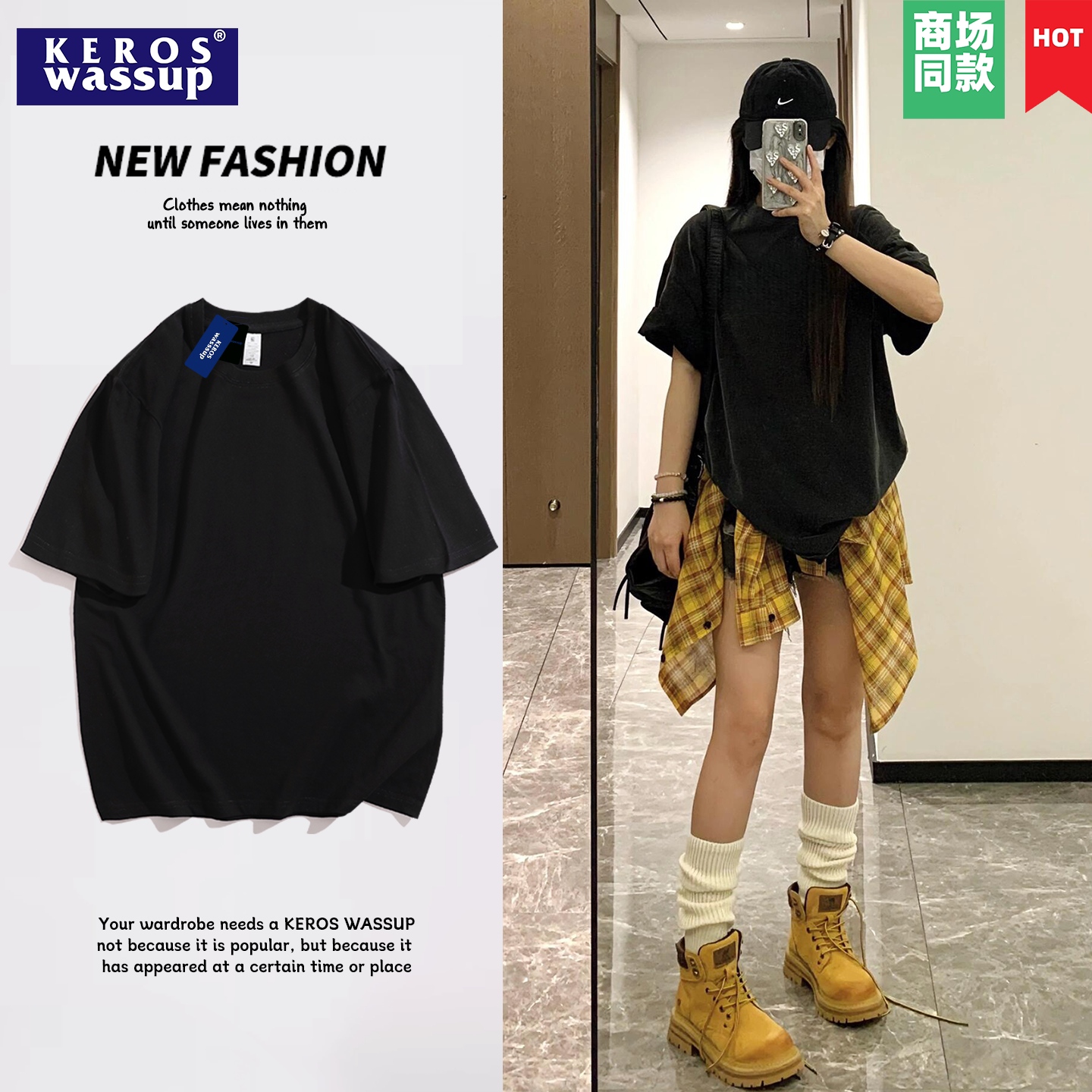 短袖T恤男款2026新款夏季美式高街重磅青少年宽松版潮牌男生半袖