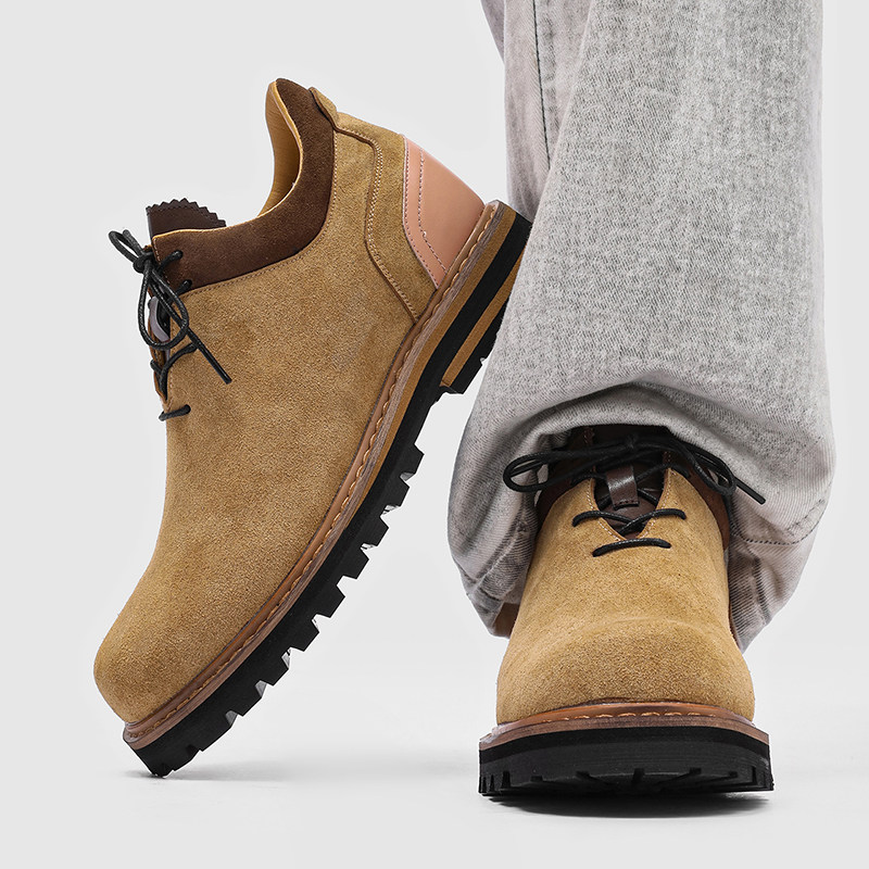 德比鞋男款潮流皮鞋男厚底复古大头工装鞋低帮马丁靴通勤登山鞋男