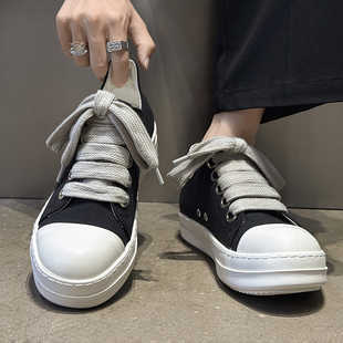 2026新款RO隐形内增高7CM大头胖丁面包鞋男女款低帮真皮厚底板鞋