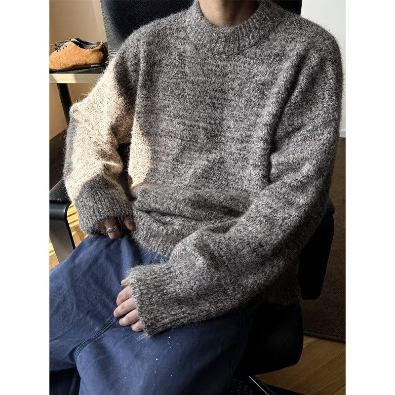 日系复古学院风宽松中性美拉德针织衫男女士秋冬简约舒适羊毛衫