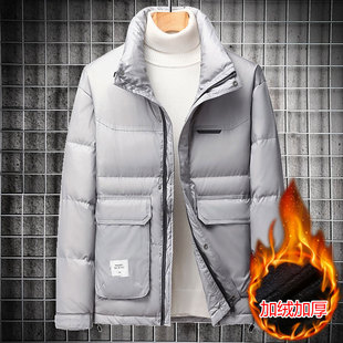爆款大码工装羽绒服男新款加厚加肥加大休闲帅气宽松立领