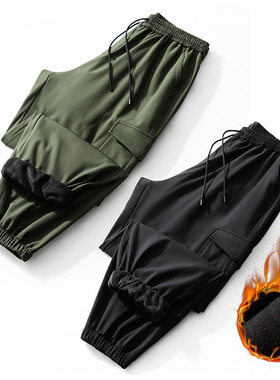 K8316AB大码工装加绒裤男330斤胖子肥佬加肥加厚保暖束脚运动