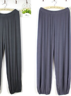 薄款男士睡裤夏天休闲宽松瑜伽裤加肥加大码莫代尔晨练太极家居裤