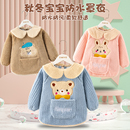 宝宝罩衣秋冬季 外穿洋气加绒加厚防水防脏吃饭围兜男女儿童反穿衣