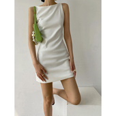 连衣裙女夏季 白色无袖 气质通勤高级感小众裙子 清月出岭 周大大