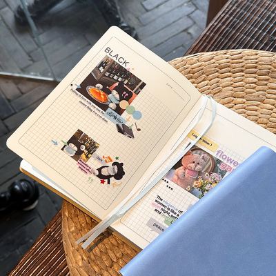 B6方格厚砖本年度400页手账本软皮面笔记本子文艺大学生简约加厚摘抄记事本ins风每日日程本计划本日记本