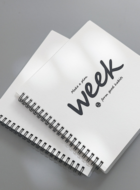 方形八分格周计划本 week线圈本日程本weekly简约时间管理表随身笔记本子大学生考研学习记事本笔记本weeks
