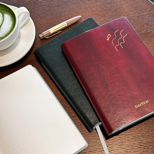 飞鸟游鱼复古横线本 A5记事本厚工作本子大学生读书笔记本子ins风手帐本手账记录本软皮面阅读摘抄本日记本