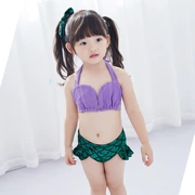 Bộ đồ bơi nàng tiên cá bốn mảnh vỏ bikini trẻ em siêu dễ thương áo tắm cát bãi biển - Đồ bơi trẻ em