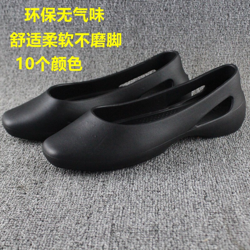 夏平底浅口单鞋女软底一脚蹬工作鞋舒适透气久站不累脚防滑护士鞋